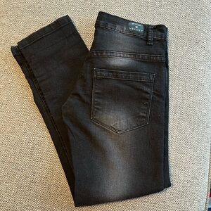 Pink velvet black skinny jeans